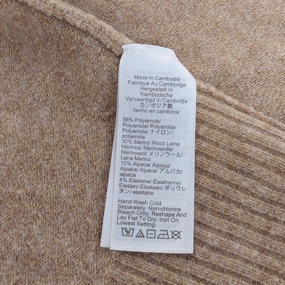 J. Crew Cappuccino Tan Wool-blend Polo Collar V-Neck Sweater Size XS/S - Picture 9 of 10
